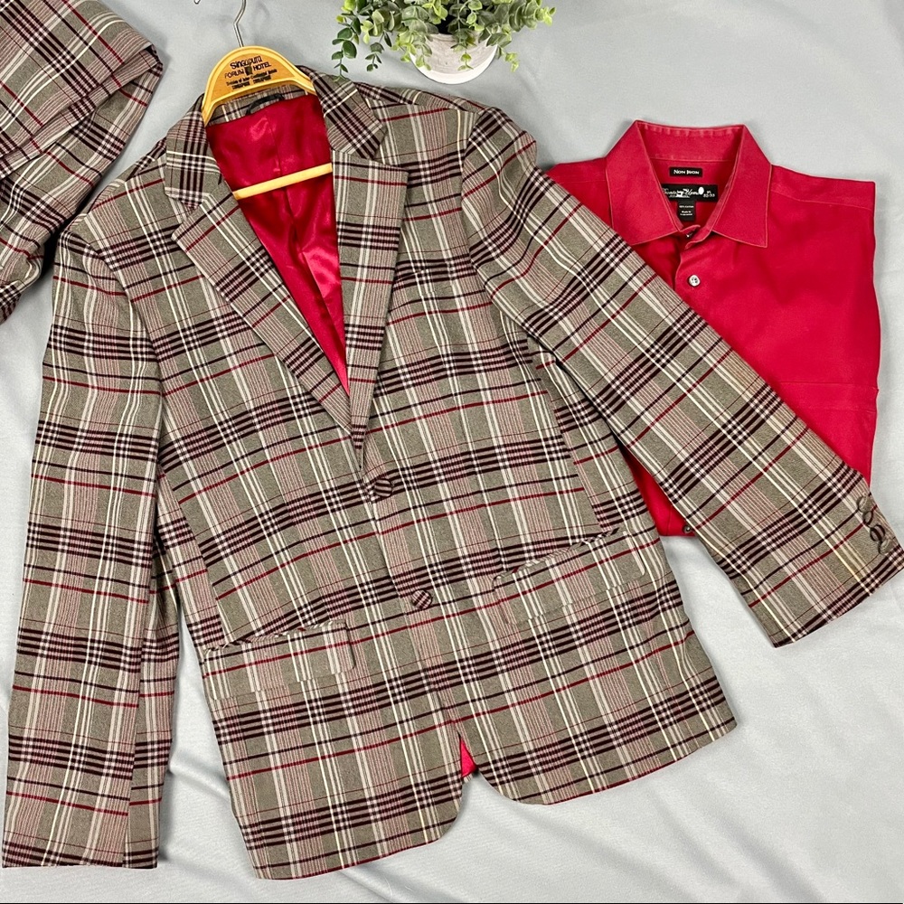 Plaid Yaly Couture Blazer Suit Set